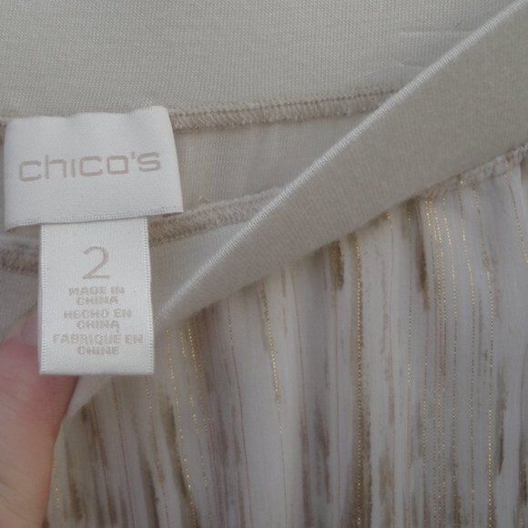 Chico's Women's Skirt Maxi Size 2 Large Peach, Beige Cream Long Elastic Band - Picture 10 of 12